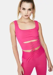 [Year Of Ours] Magenta Corset Crop Top