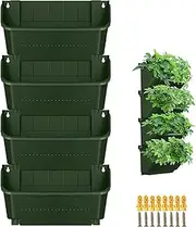 CEIEVER Hanging Vertical Wall Plant, Vertical Garden Plant Wall with 4 Pockets, Wall Mounted Plant Bag, Wall Garden for Yard, Garden, Balcony, Home Decoration