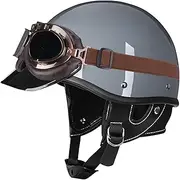Motorcycle Half Helmet Open Face Helmets ECE Approved Electric Motorcycle Helmet Scooter Motorcycle Helmet Lightweight Moped Helmet for Men and Women C,L=59-60CM