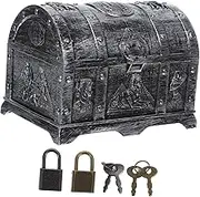 TOPPERFUN Retro Decorative Storage Box Plastic Treasure Chest for Toys Keepsake Box Lock for Halloween Celebrations