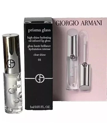Giorgio Armani Prisma Glass Lip Gloss In 01 Clear Shine 1ml Travel Size New
