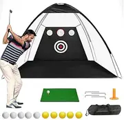 Golf Practice Net, JARAGAR 10 X 7 Ft Golf Chipping Net with Hitting Mat and Carry Bag for Backyard Driving, Golf Nets for Garden Indoor Outdoor Training Equipment