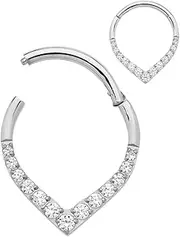 [365 Sleepers] Titanium Implant Grade 16G 8mm 10mm Tear Drop Gem Hinged Segment Ring Helix Tragus Septum Clicker Nose Hoop Earring Body Piercing Jewellery