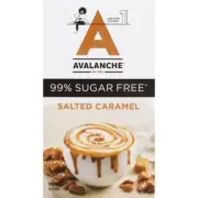 Avalanche 99% Sugar Free Chocolate Range - SALTED CARAMEL, 10 Sachets NEW BOXED