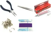 Bead Tip Kit - Pliers, Tweezers, Cement, 30 Bead Tips & Amethyst Bead Cord #6