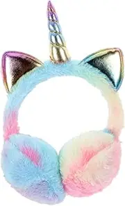 [Baluue] Unicorn Plush Earmuff Headband Warm Winter Headband for Cold Weather Comfortable Ear Protection Lightweight Stylish Design for Adults