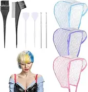 JJUNW 3 Pcs Hair Highlighting Caps, Bleach Cap Coloring Frosting Dye Kit, Highlighting Kit, Highlight Cap with Hooks Highlight Hair Coloring Frosting Dye Kit for Salon Hair Dyeing Hairdressing
