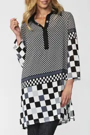 Georgette Checker Tunic--THR-11783