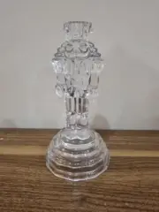 Glass Nutcracker Candlestick Holder Holiday Christmas Decoration Candle Holder