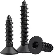 DRBASJHFO Hex Socket Flat Head Self-Tapping Screws 304 Stainless Steel Black Multiple Sizes Pack of 10(M5 x16 mm (10 Pcs))