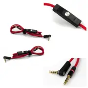 2PCS 4FT 3.5MM AUX REPLACEMENT AUDIO CABLE RED W/CONTROL TALK IPHONE 5 4S 4 IPOD