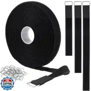 YMCRLUX 1"x16ft Hook and Loop Straps with 25 Metal Buckles, Adjustable Fasten