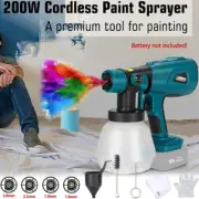 200W High Power HVLP Spray Paint Gun Paint Sprayer for Makita 18V Li-ion Battery