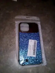 iphone 13 Pro Max impact case shockproof green and purple rhinestones