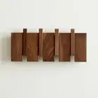 Wooden Coat Hooks Wall Mounted, Coat Rack Hanger Wall Mount with 4 Hooks, Hea...