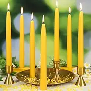 6 Pack Beeswax Taper Candles,| 8in | 9in | 10in | Natural Beeswax Candle Sticks,|8 Hours| 9 Hours| 10 Hours | Burn Time Bees Wax Candlesticks for Home Prayer,Smokeless,Dripless
