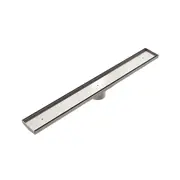 Nero Tile Insert V Channel 900mm Long Floor Grate 89mm Outlet With Hole Saw Brushed Nickel NRFG001HSBN