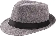 [Cherjoury] Short Brim Hats Mens Vintage Hat with Black Bands 8 Solid Color Size Fit Most Dark Grey