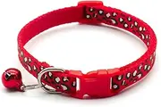 Choker Outdoor Dog Walking Fashion Leopard Print Pet Collar Cat Anti-Lost Identification Collar Rope Kitten Collar Accessories Pet Accessories (Color : Red)