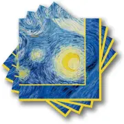 RainCaper 20 PK Beverage Napkins, van Gogh "Starry Night" | 5 x 5 Cocktail Napki