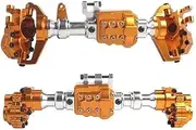 1/10 Front and Rear Axle Set for 1/10 RC Crawler Trxs TRX-4 for De&Fe&nd&er for Br&onco G500 Metal Upgrade Parts Aluminum Portal Axle Housing Aluminum Front & Rear Portal Axles(Yellow)