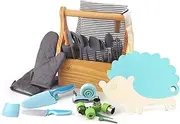 Kibbidea Kids Cooking and Baking Sets Real 23PCS, Toddler Chef Knife Set with Cutting Board and Peeler, BPA-free, Food Grade Child Safe Kitchen Tool for Meal Prep (Blue)