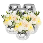 Disco Ball Vase 6Pcs Glass Disco Ball Planter Silver 4"x3"
