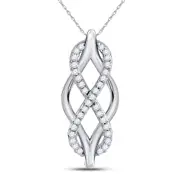 14k White Gold Round Diamond Vertical Infinity Pendant 1/12 Cttw