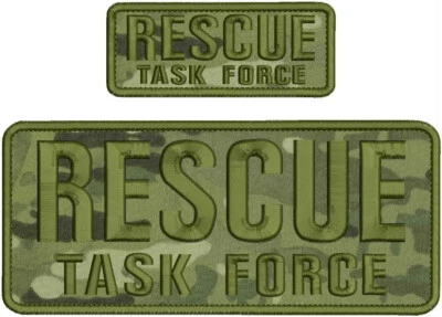 RESCUE TASK FORCE EMBROIDERY PATCH 4X10 AND 2X5 HOOK ON BACK od green/ multicam