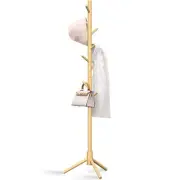 Coat Rack Wooden Freestanding Solid Pure Natural Tree 8 Hooks And Adjustable