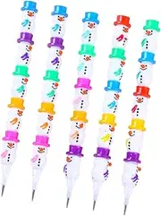 Operitacx Adorable Snowman Stacking Pencils Set 5pcs Plastic Writing Pencils Cartoon Design for Boys and Girls