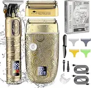 RESUXI Hair Clippers for Men & Electric Razor Shavers Set,Cordless Hair/Beard Trimmers Grooming Kit,Hair Liners Clippers for Hair Cutting Barbers Supplies,LCD Display 2 Foil Head