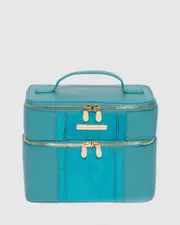 Teal Summer Double Cosmetic Case