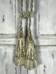 Pair 2 pieces Curtain Tie Backs - 30cm Double Headed Tassel - Sand Beige