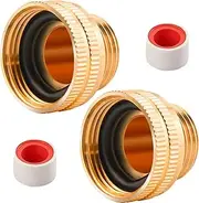 Jingzan 2 PACK Garden Hose Adapter, 1"NPSH Female X 3/4" GHT Male Heavy-Duty Solid Brass Fittings Female to Male Connector (2 PACK 1" FHT to 3/4" MHT)