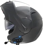 Modular Motorcycle Bluetooth Helmet Full Face Helmet for Adults, Women and Men, Full Face Motorcycle Helmet with Double Visor, ECE Approved 06,XL(61-62cm)