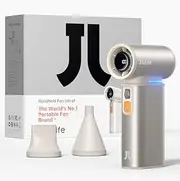 JISULIFE Portable Handheld Turbo Fan, 100 Speeds Adjustable Mini Personal Fan, 9000mAh USB Rechargeable Battery Operated, LED Display, Metal Shell with Accessories Gifts for Men Women Travel-Brown