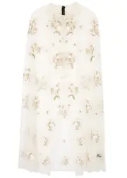 Needle & Thread Posy Floral-embroidered Tulle Cape - Cream - S/M (UK10-12 / M) S/M (UK10-12 / M)