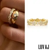 在飛比找momo購物網優惠-【LUV AJ】好萊塢潮牌 蜂巢六角鑲鑽 古典金色戒指 HE