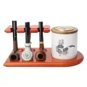 Wooden Tobacco 5 Pipes Rack Stand Handmade Smoking Pipe Display Shelf Holder