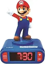 Lexibook Nintendo Super Mario Digital Alarm Clock for Kids-Snooze Function-Superhero Sound Effects-Children Boys, Blue/Red, T.Única