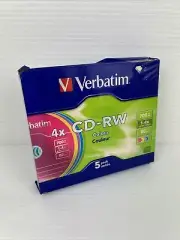 Rewritable Discs Verbatim CD-RW 700MB 2x-4x Speed Colour Slim Case x5 New