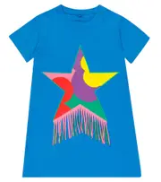 [Stella McCartney Kids] Stella McCartney Kids Fringe-trimmed embroidered cotton dress Y 5 multicoloured