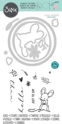 Hello Mouse Sizzix Clear Stamps & Framelits Die Set 665175 NEW!