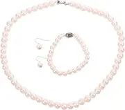 [LIFKOME] 1 Set Shell Pearls Jewelry Set Pendant Bead Pearl Earrings Rhinestone Chain Earrings Necklace Bracelet Jewelry Pearls; Copper White Gold Plated Yuanbao Knot