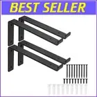 Durable Matte Black Shelf Brackets - 1/4" Thick with Installation Hardware