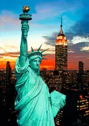Statue of Liberty Postcard & New York City skyline