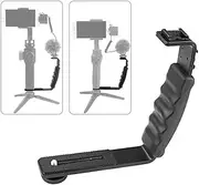 Handheld L-Shaped Gimbal Expansion Bracket Holder with 2 Hot Shoe Mounts Acc ory Repla ent for OSMO Mobile Smooth 4 Gimbal Stabilizer for Microphone Video Light Black One Size