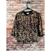 Joan Rivers sequin open black jacket 3/4 sleeve blazer women's size XS NEW