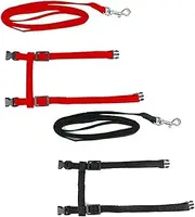 2 Pieces Nylon Strap Belt Leash for Kitten Rabbits Puppy Walking Kitten Harness with Leash Adjustable Cat Harness (Red and Black, 1M)
